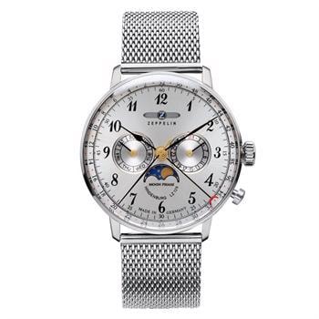 LZ129 Hindenburg Moonphase blank rustfristål Ronda 706B Herre ur fra Zeppelin, 7036M-1